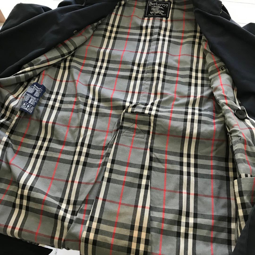 80ｓ英国製 Ｂｕｒｂｅｒｒｙ‘ｓ ノバチェック トレンチコート 希少 紺 Ｍ程
