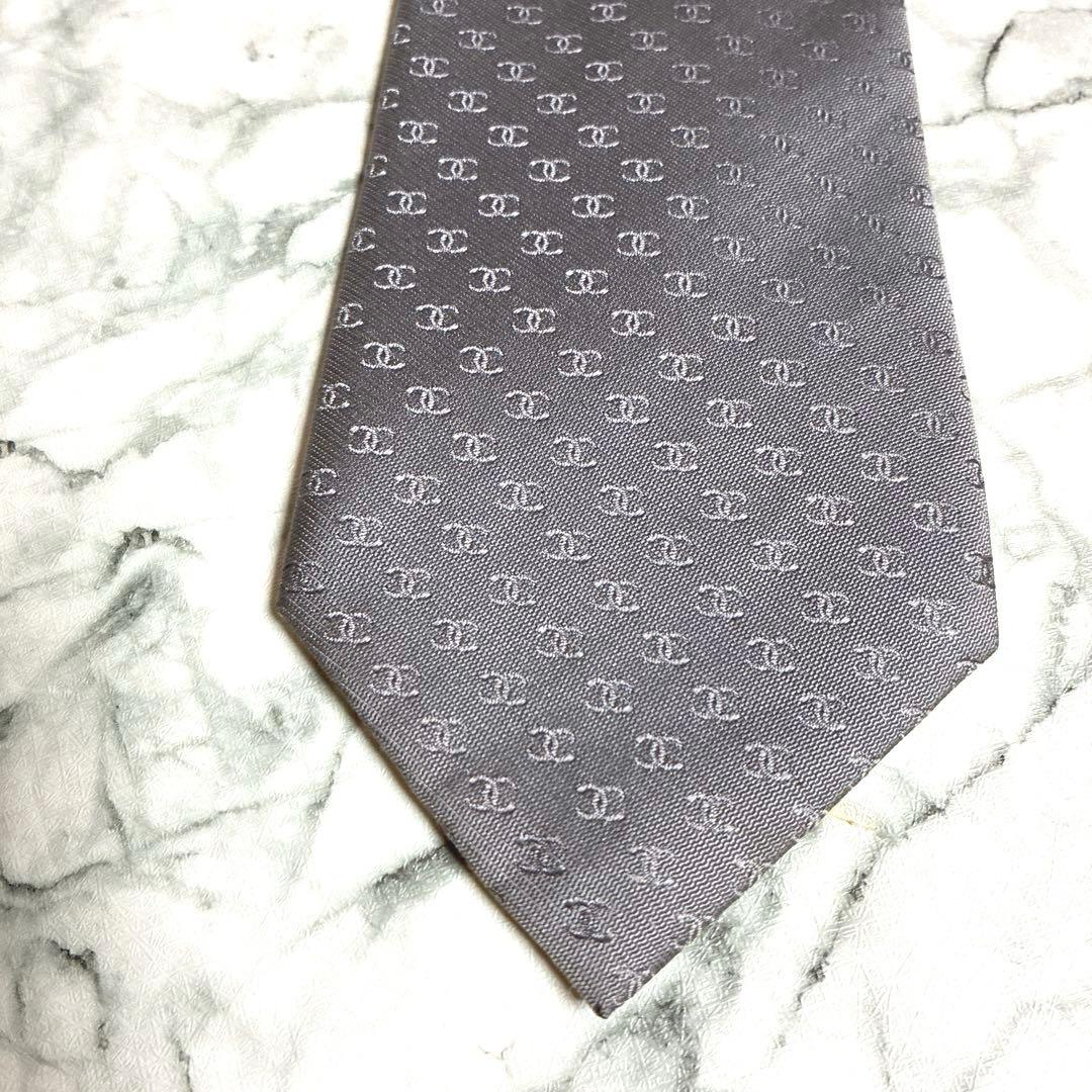 ✨美品✨CHANEL 全面ココマーク　シルバー　ネクタイ