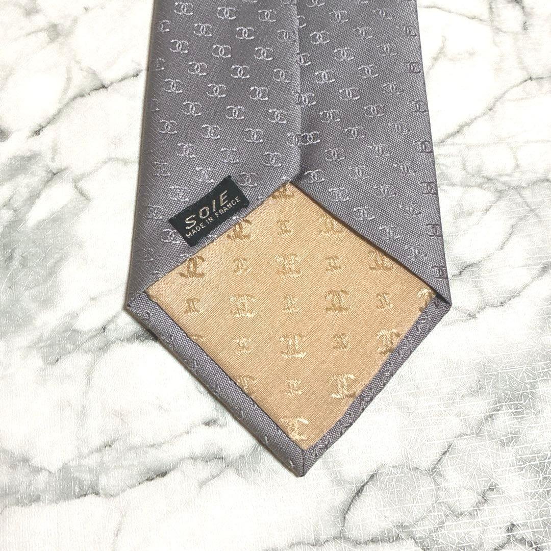 ✨美品✨CHANEL 全面ココマーク　シルバー　ネクタイ
