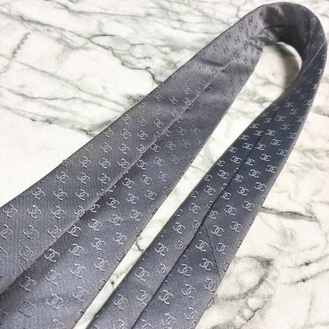 ✨美品✨CHANEL 全面ココマーク　シルバー　ネクタイ
