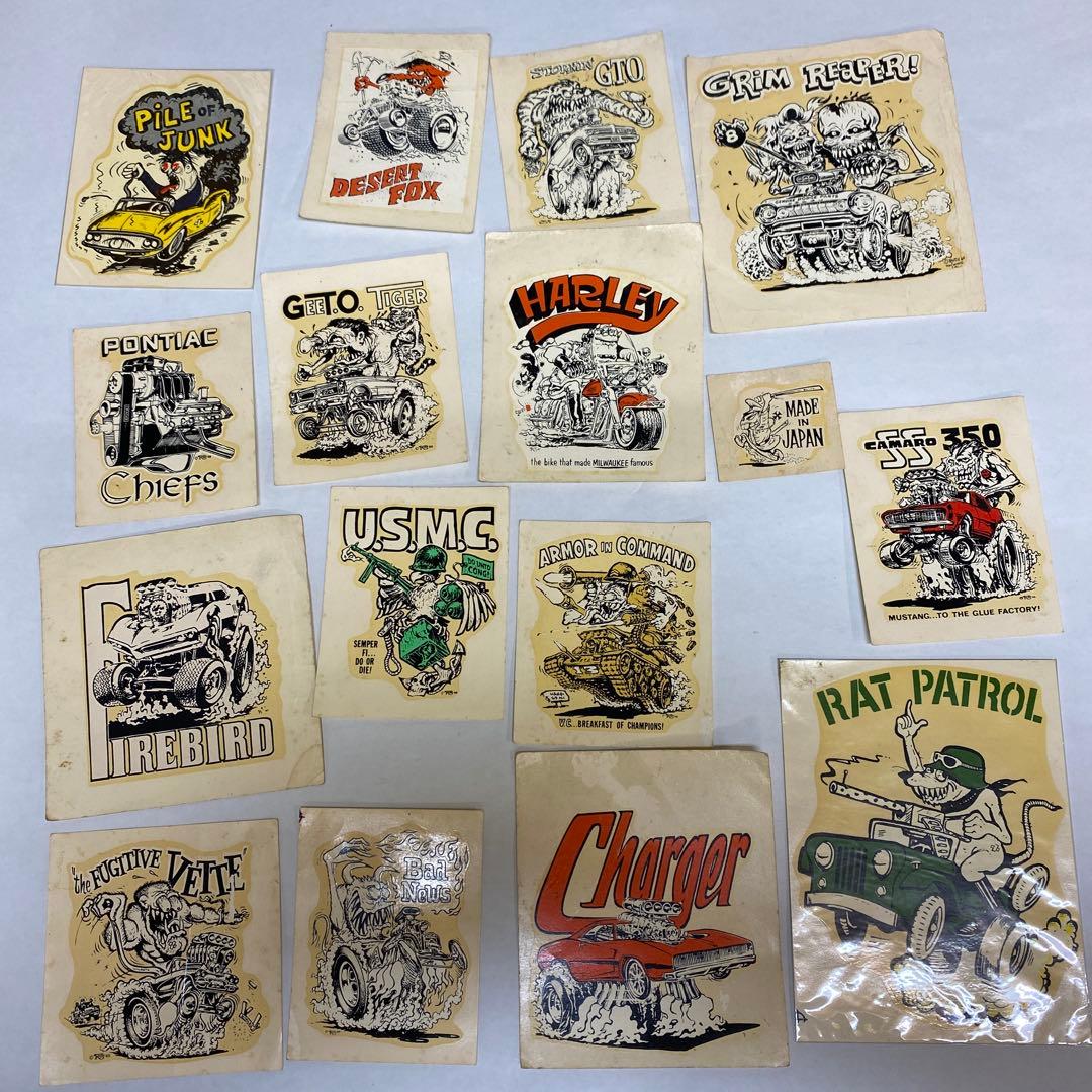 ヴィンテージ自動車・バイクステッカーセット 16枚