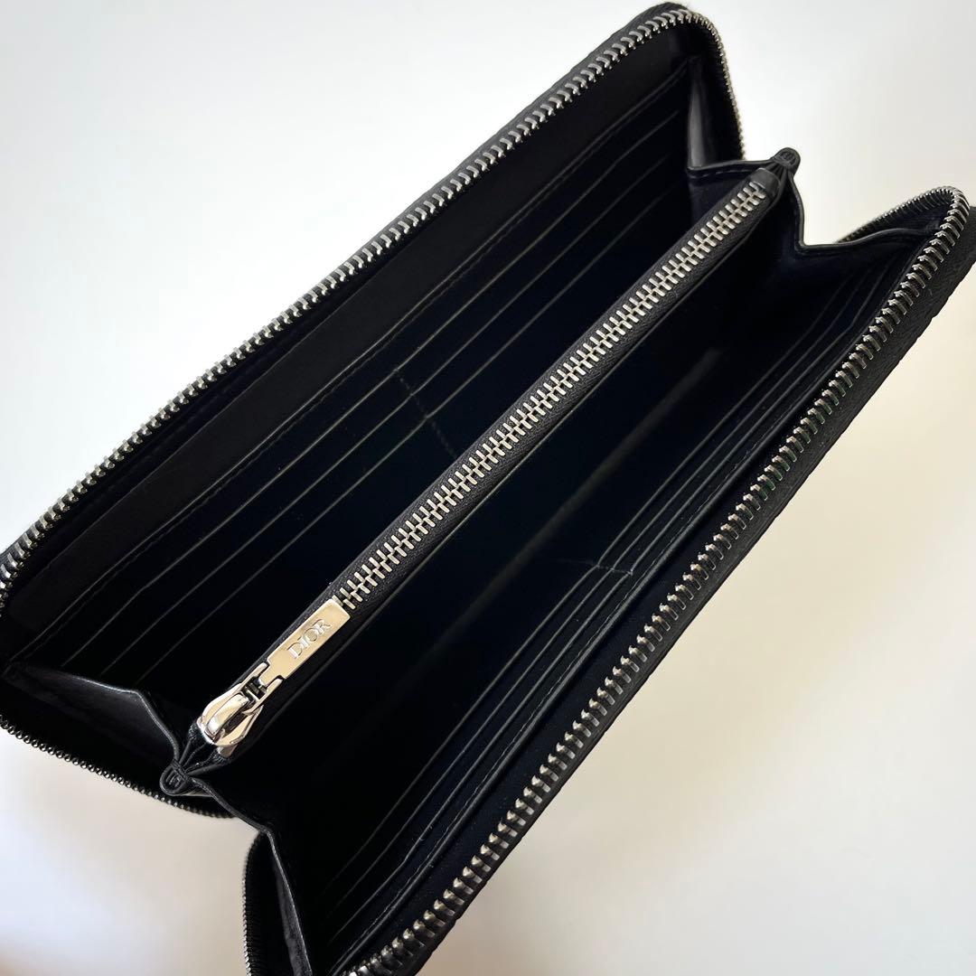 ディオール　クロコダイル　長財布　ラウンドジップ　鰐革　黒　ブラック