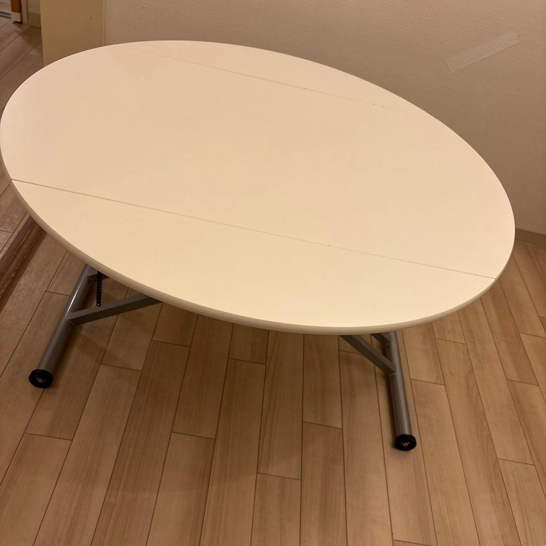 丸形昇降バタフライテーブル幅100 ディノス ホワイト