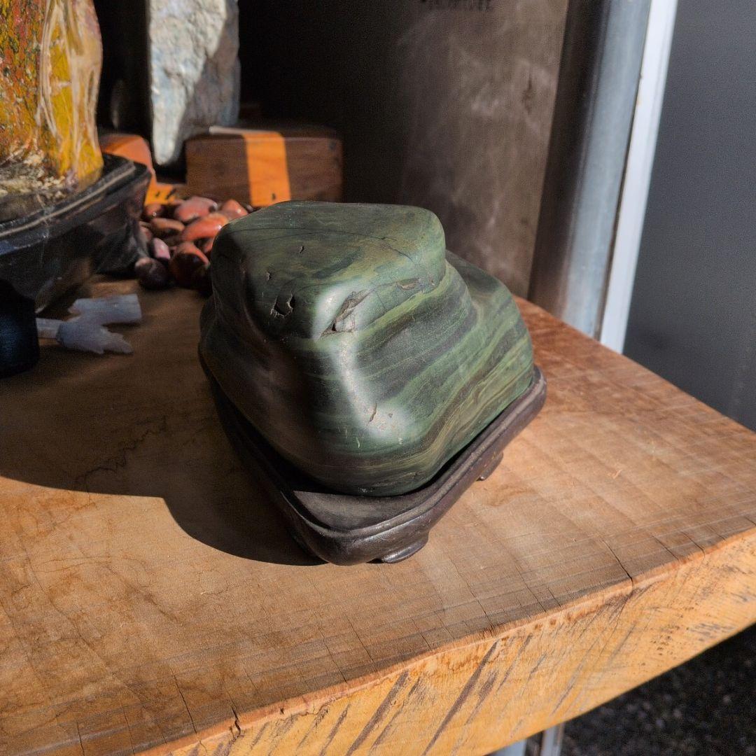 北海道日高産　青虎石　5.1キロ 鑑賞石 石　置物　オブジェ　インテリア