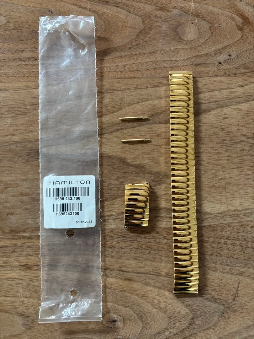 ハミルトン ベンチュラ 純正 蛇腹ベルト 17㎜ ゴールド 腕時計 伸縮バンド