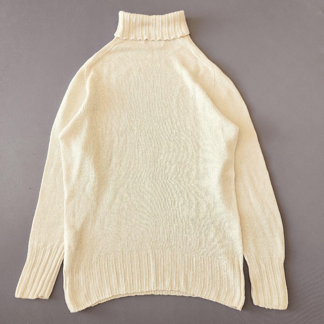 マーガレットハウエル リネン コットン ワイド ロール タートルネックニット Ⅱ