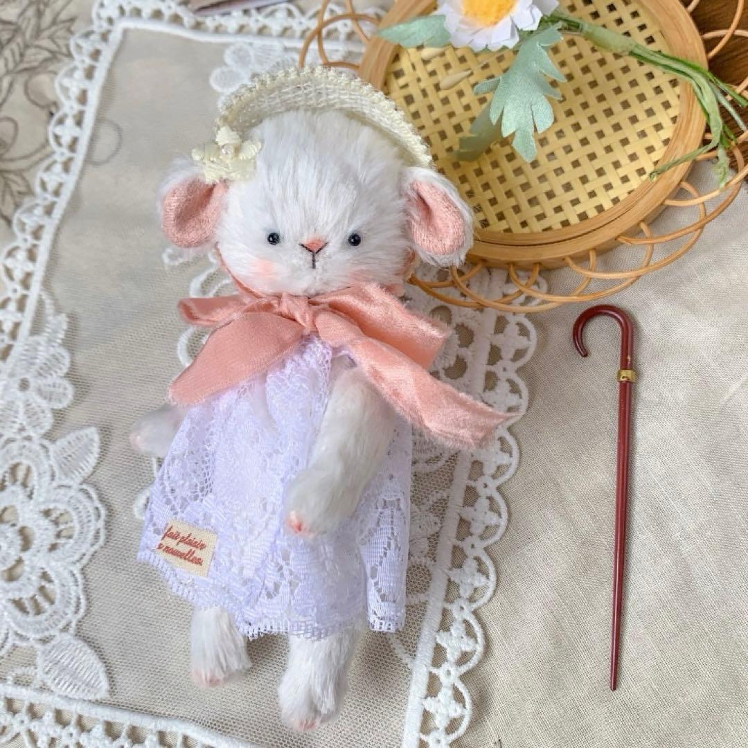 優雅な仔羊 ぬいぐるみ ハンドメイド テディベア 部屋飾り 海外作家様 ひつじ