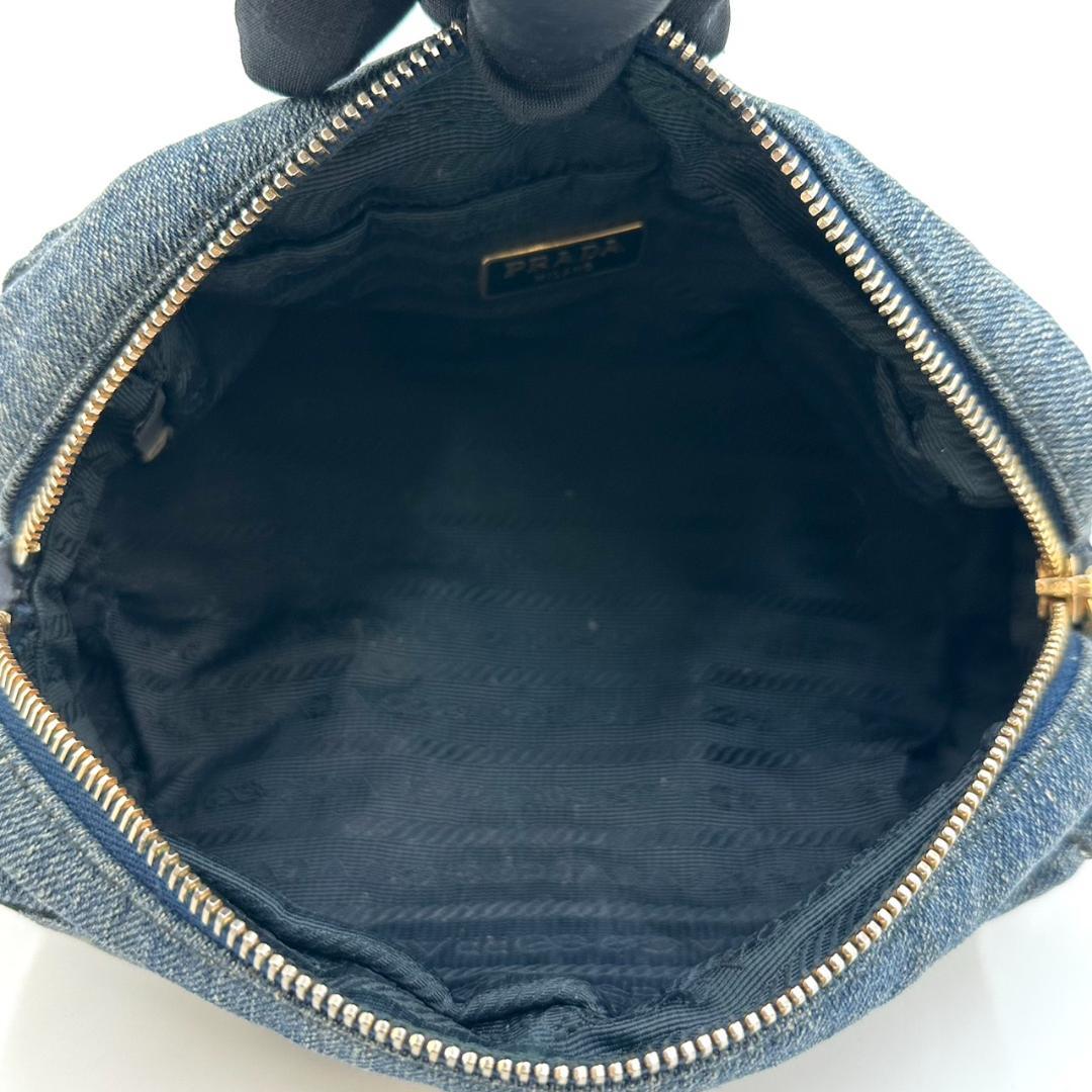 PRADA プラダ 三角ロゴプレート デニム マルチポーチ 化粧 コスメポーチ