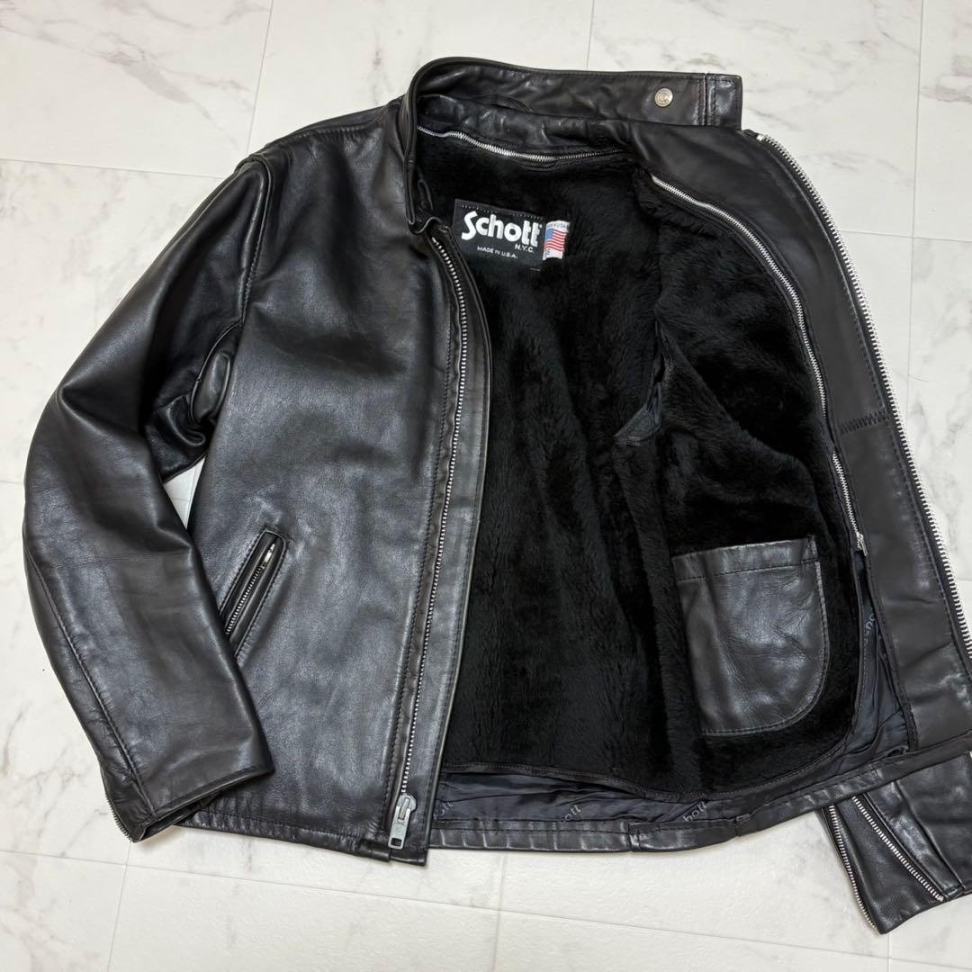 美品✨schott シングル ライダースジャケット 641 ボアライナー付