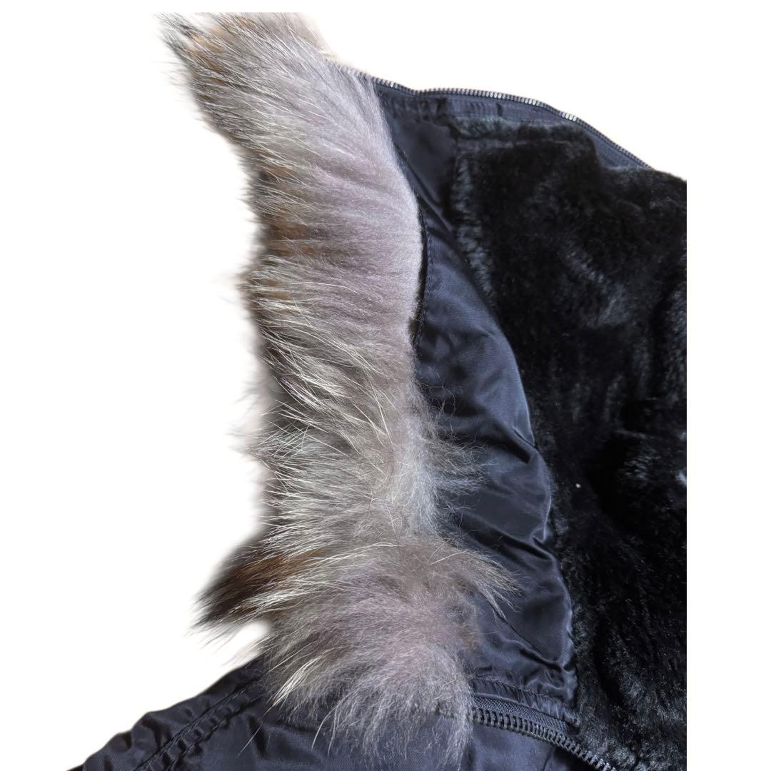 AVIREX ラクーンファー N-2B 短丈 フライトジャケット ブラック XL