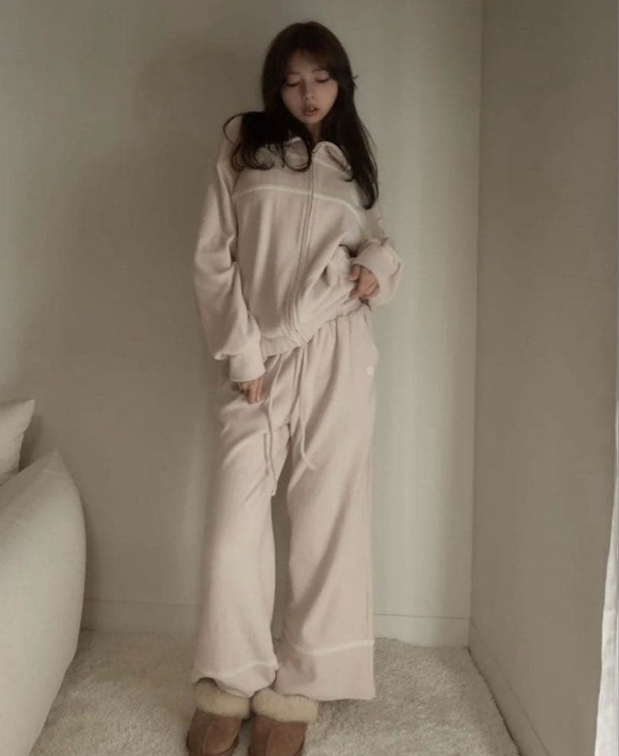 アンドマリー Milky pile heart long pants pink