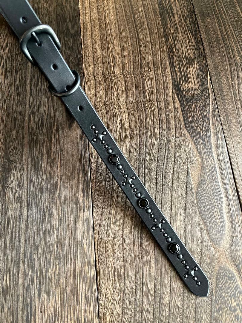 ナローロングベルト　オールブラック　牛ヌメ　exca HTC CALEE