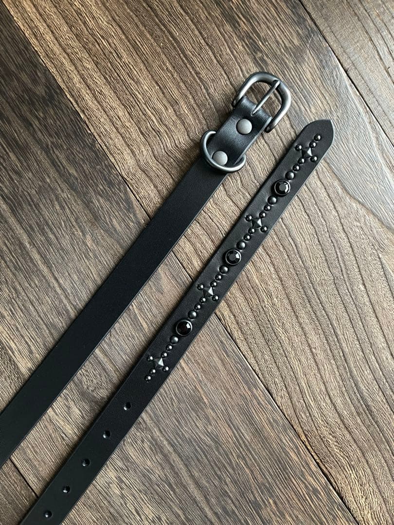 ナローロングベルト　オールブラック　牛ヌメ　exca HTC CALEE