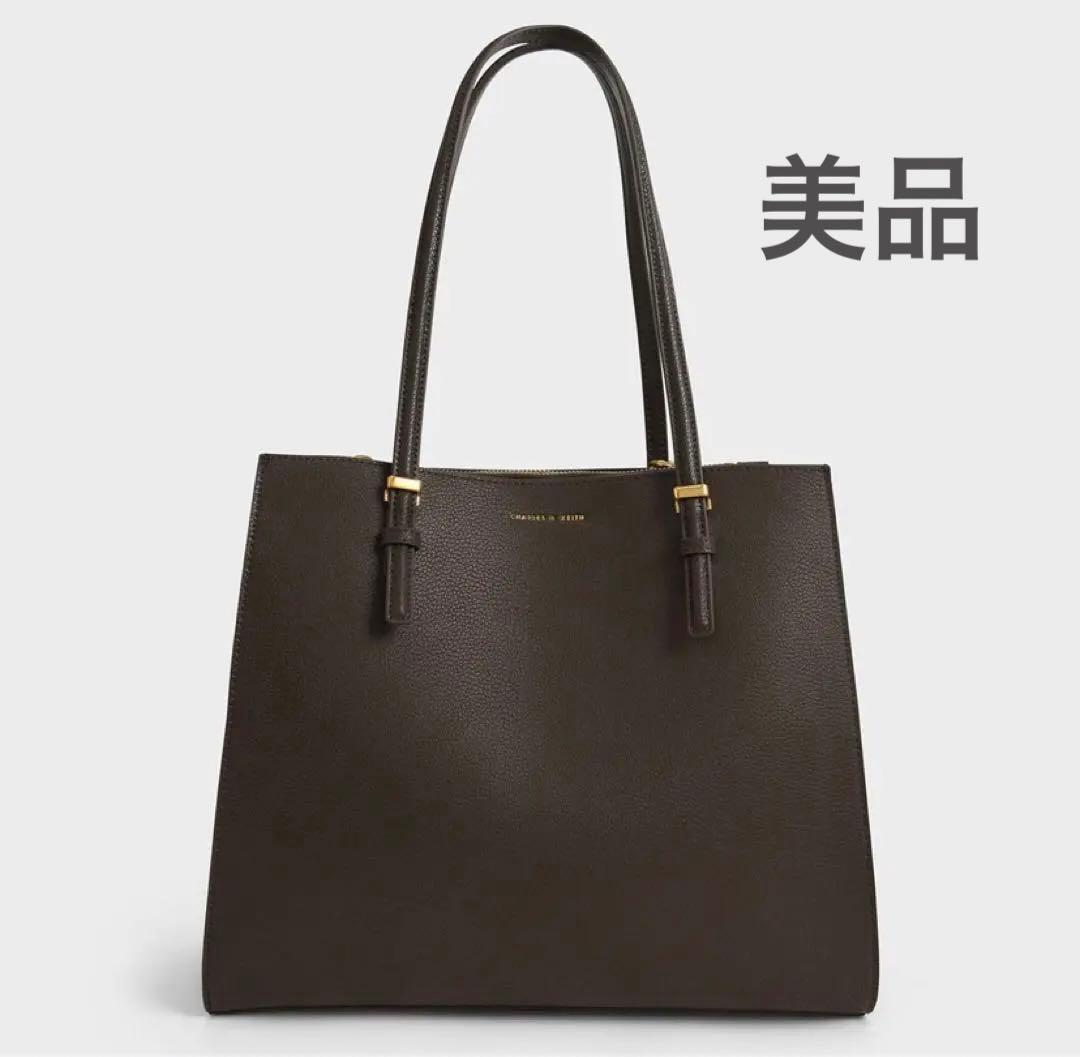 CHARLES & KEITH クラシックダブルハンドル トートバッグ　ブラウン