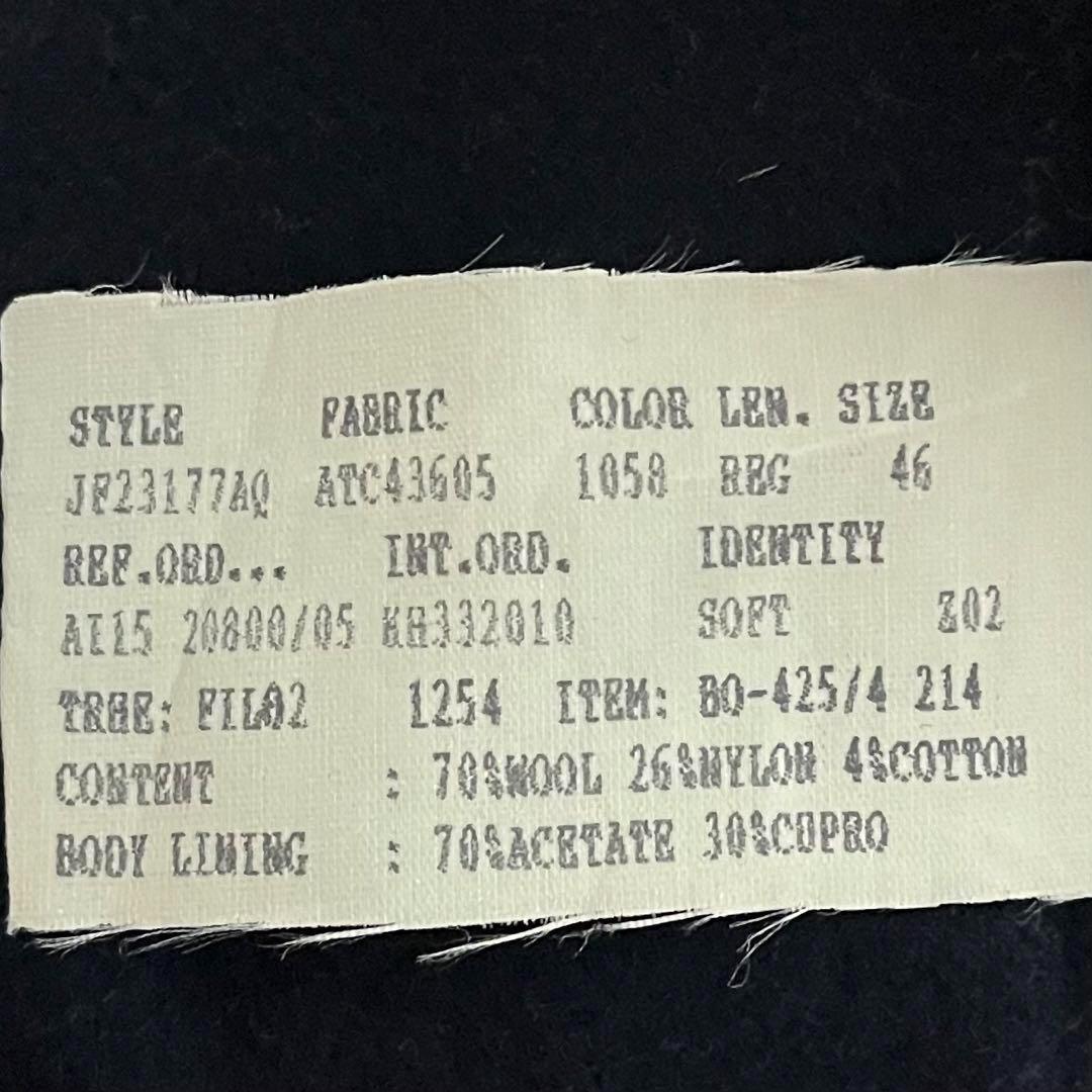 <美品>LARDINI ネイビー ウール チェスターコート ブートニエール 46