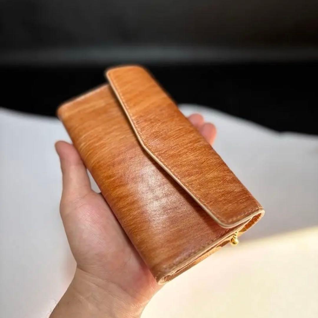 ◎木目の美しい柿渋染め.三つ折りシャグポーチ◎