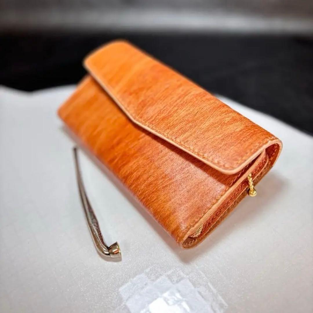 ◎木目の美しい柿渋染め.三つ折りシャグポーチ◎