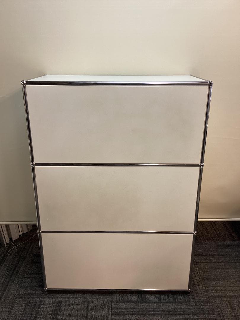 USMハラー ３段 オープンキャビネット シェルフ ホワイト ドロップダウン