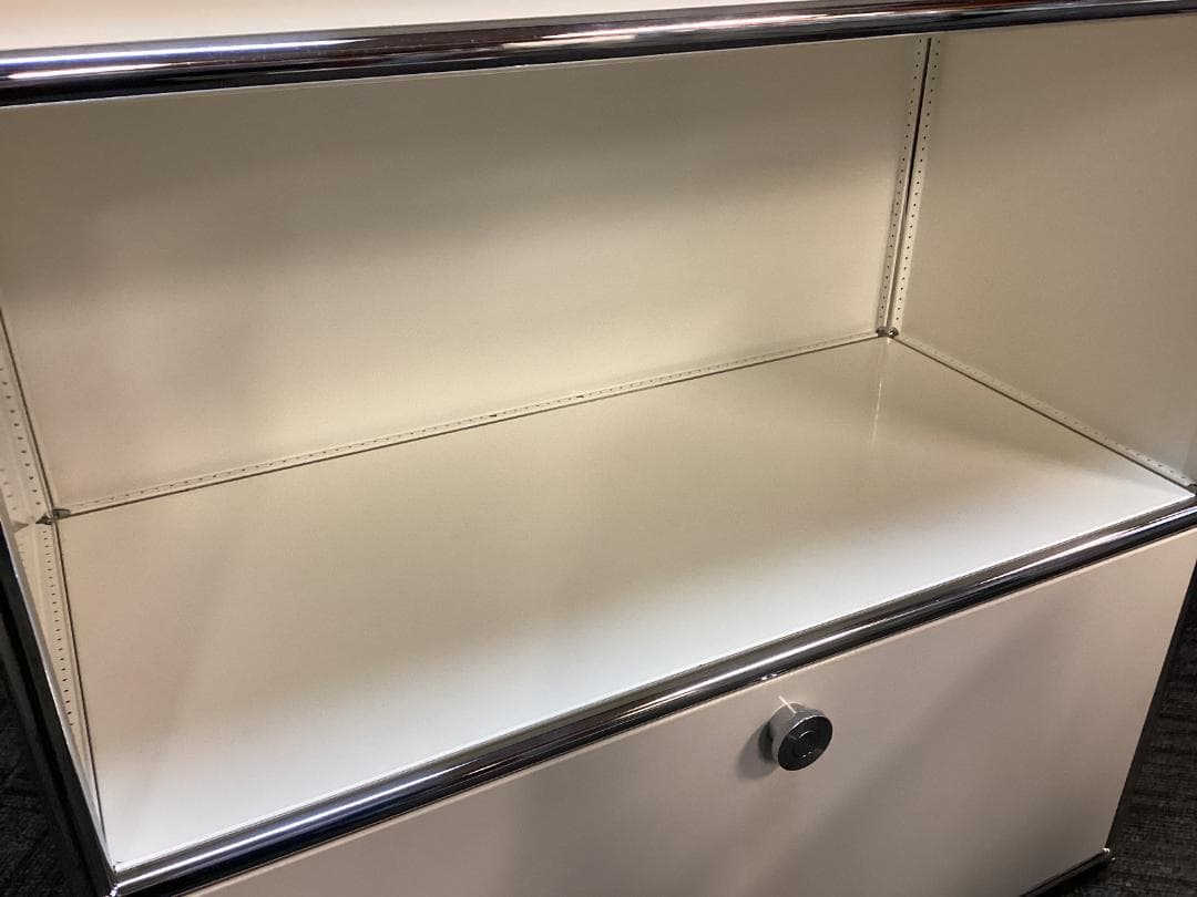 USMハラー ３段 オープンキャビネット シェルフ ホワイト ドロップダウン