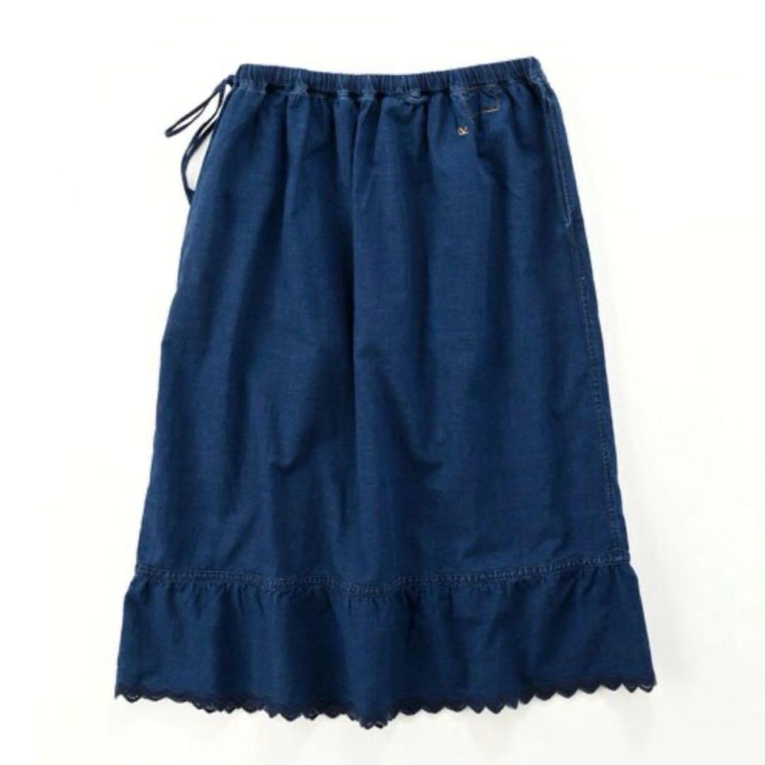 45R 平×ガーゼ二重織りのペチスカート　インディゴ重