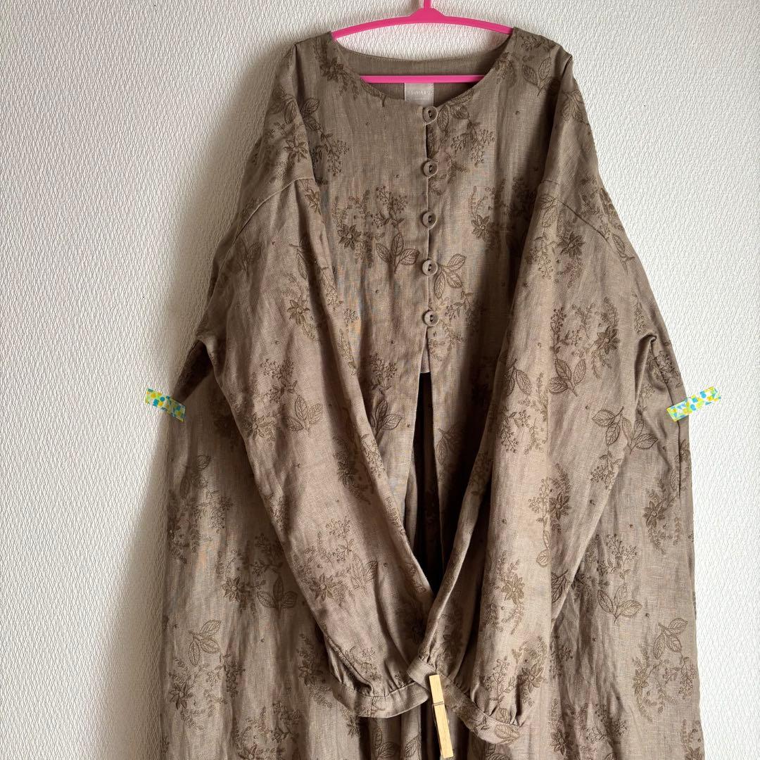 【新品】ツハル　リネン総刺繍コートワンピース　羽織　スプリングコート