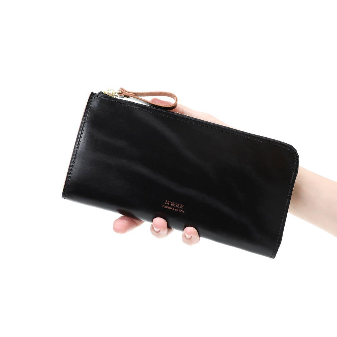 PORTER ブラックレザー 長財布 ジップ式