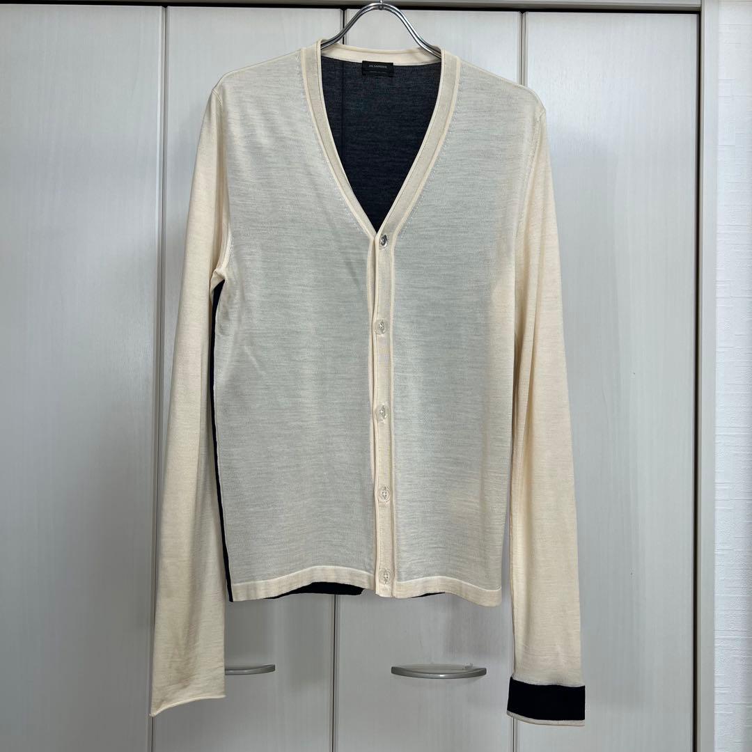JIL SANDER 14SS 本人期 バイカラー ウールシルク カーディガン