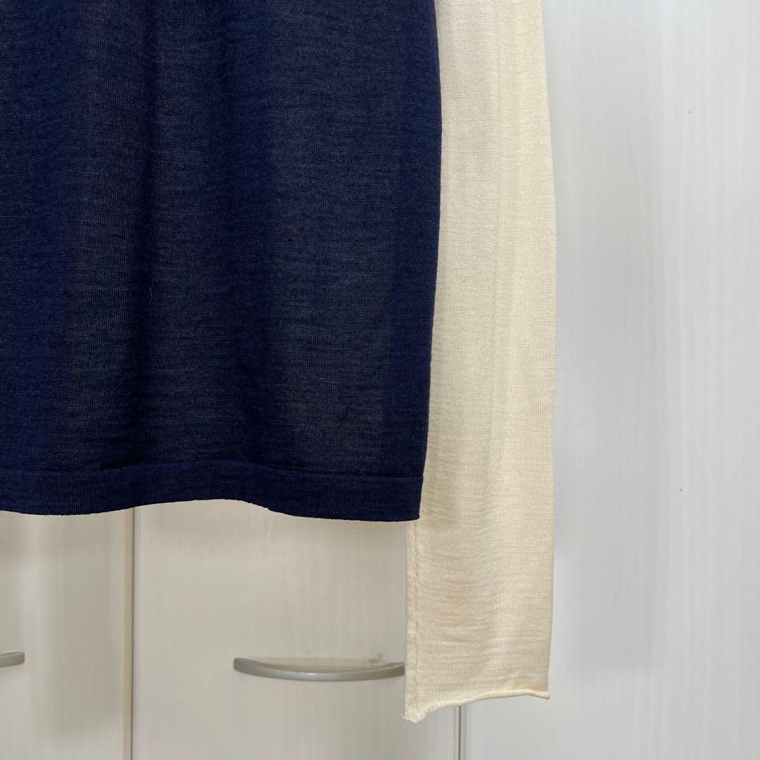 JIL SANDER 14SS 本人期 バイカラー ウールシルク カーディガン