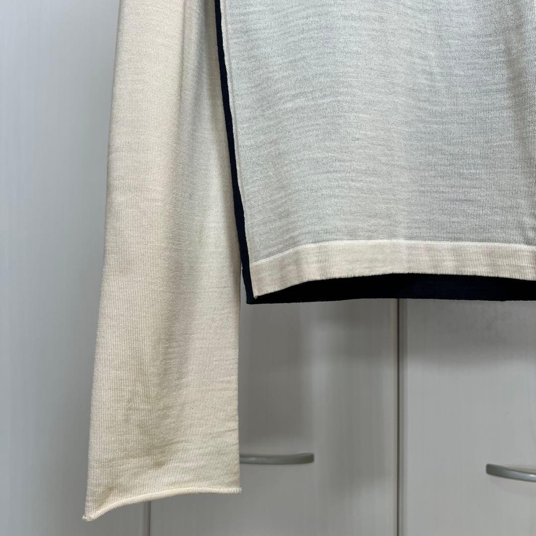 JIL SANDER 14SS 本人期 バイカラー ウールシルク カーディガン