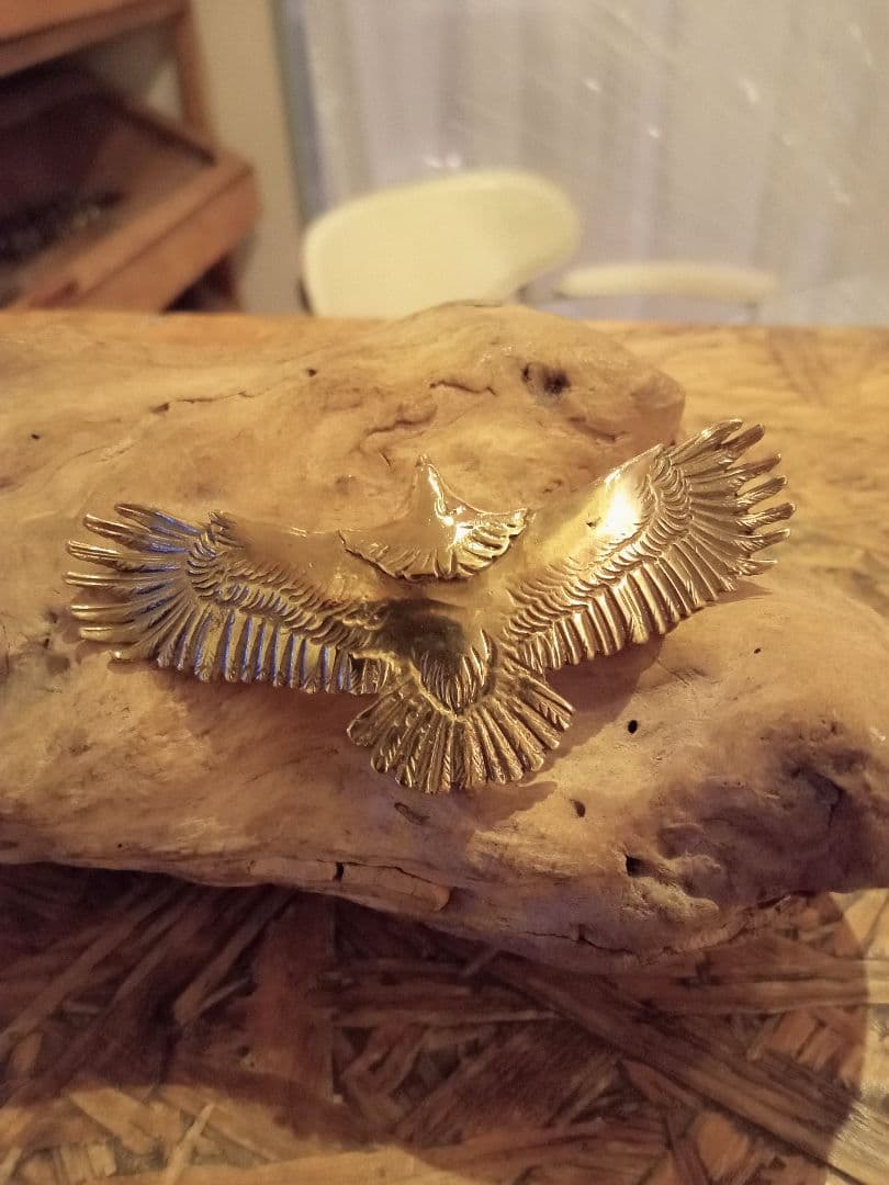 真鍮,全金色,大イーグル,ペンダント細角デザインチェーン,フックホイールカスタム