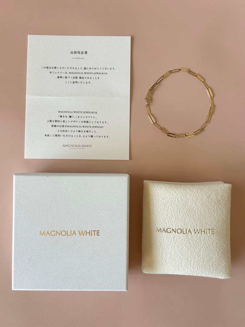 【tk_compass】マグノリアホワイトK10ブレス&チャーム2点セット