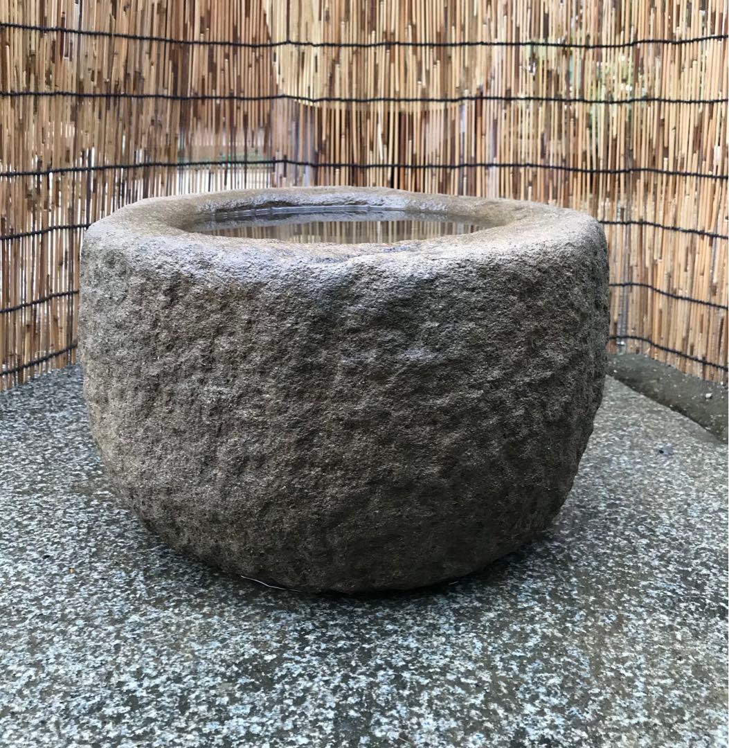 【天然石・水鉢・蹲・庭石・庭園材料・茶庭】オブジェ箱庭苔石造園バードバス向鉢苔玉