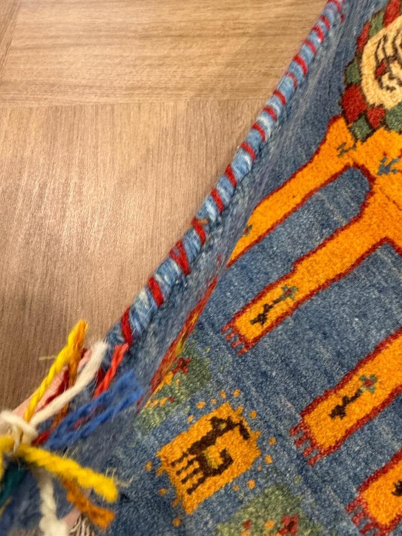 ギャッベ80x53cm ペルシャ絨毯 手織り ギャベ 玄関マットラグ 絨毯