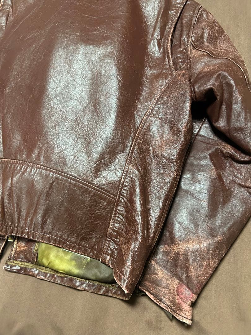 襤褸 60s70s USA製 TALONジップ レザー ジャケット ブラウンXL