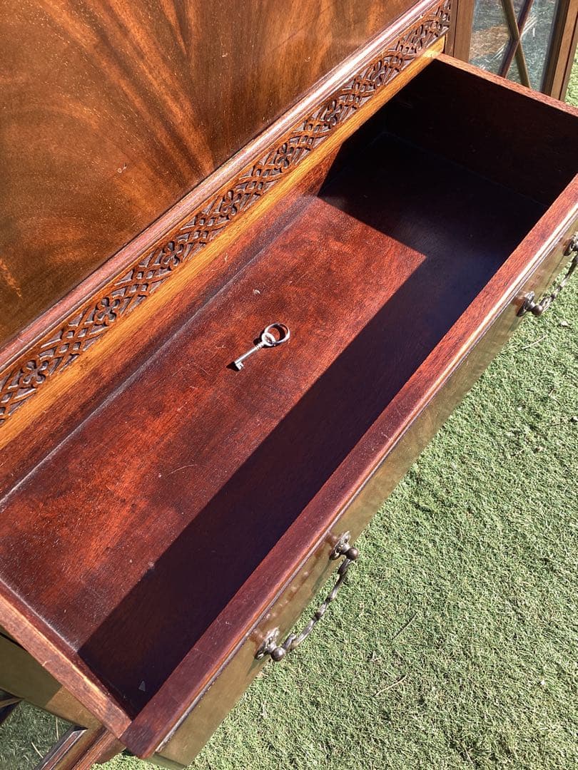 イギリスアンティーク　サイドbyサイド　キャビネット　Wビューロー