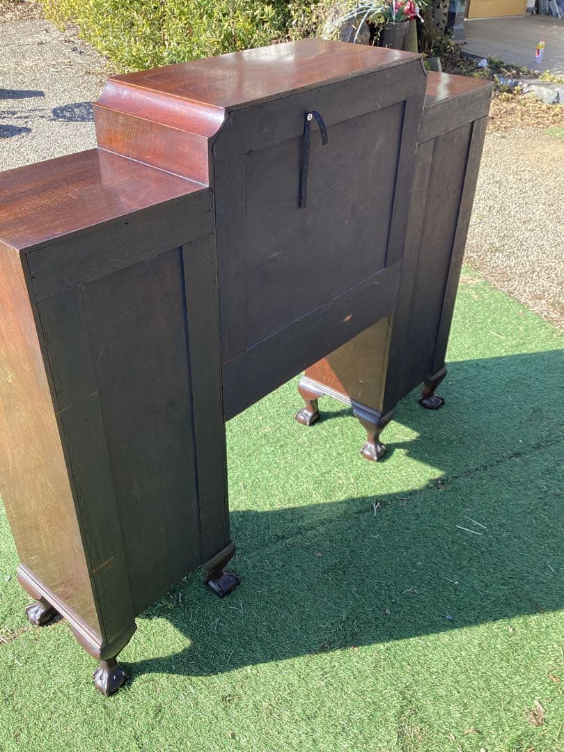 イギリスアンティーク　サイドbyサイド　キャビネット　Wビューロー