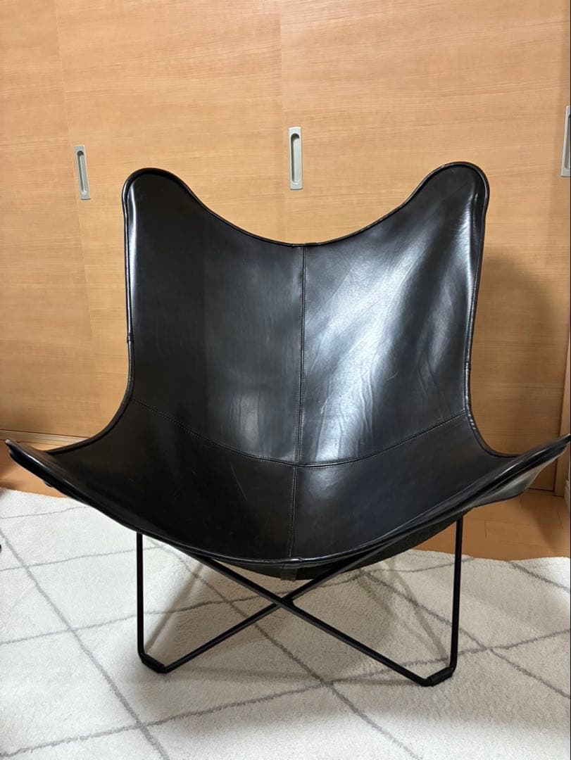 ★ギー子★【正規品】Cuero クエロ バタフライチェア 本革 ブラック
