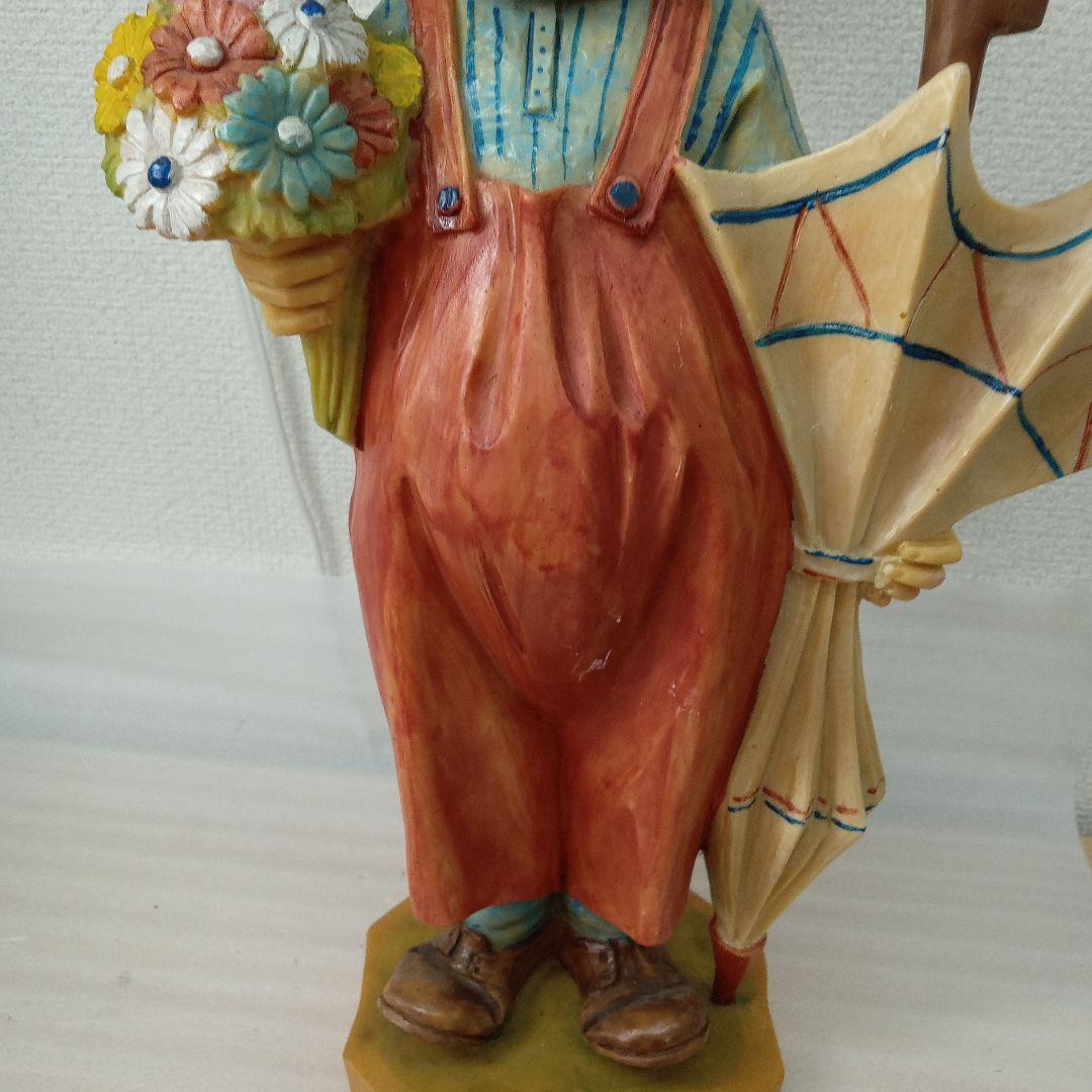 レトロ女の子と男の子の置物イタリア製未清掃