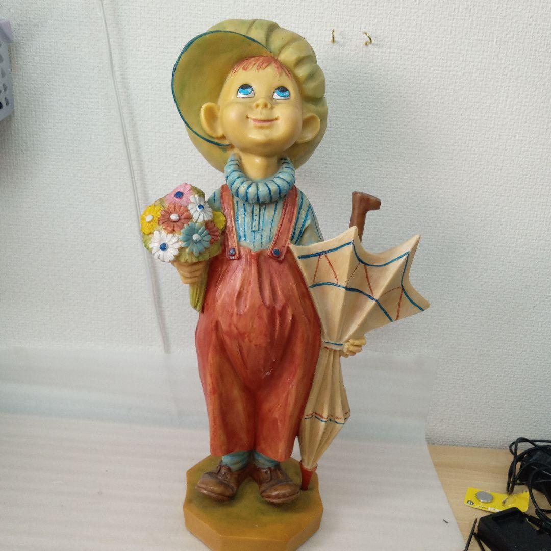 レトロ女の子と男の子の置物イタリア製未清掃