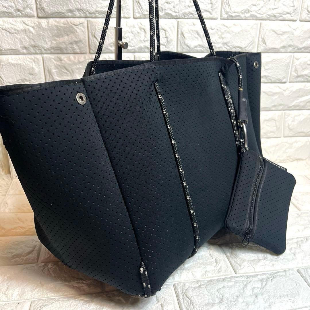 中トロ 大人気 ブラック メッシュ マザーズバッグ ポーチ付き