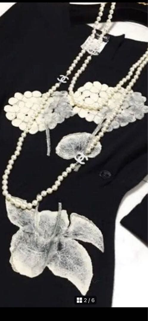 CHANELカシミア紫陽花柄刺繍ニットワンピース美品