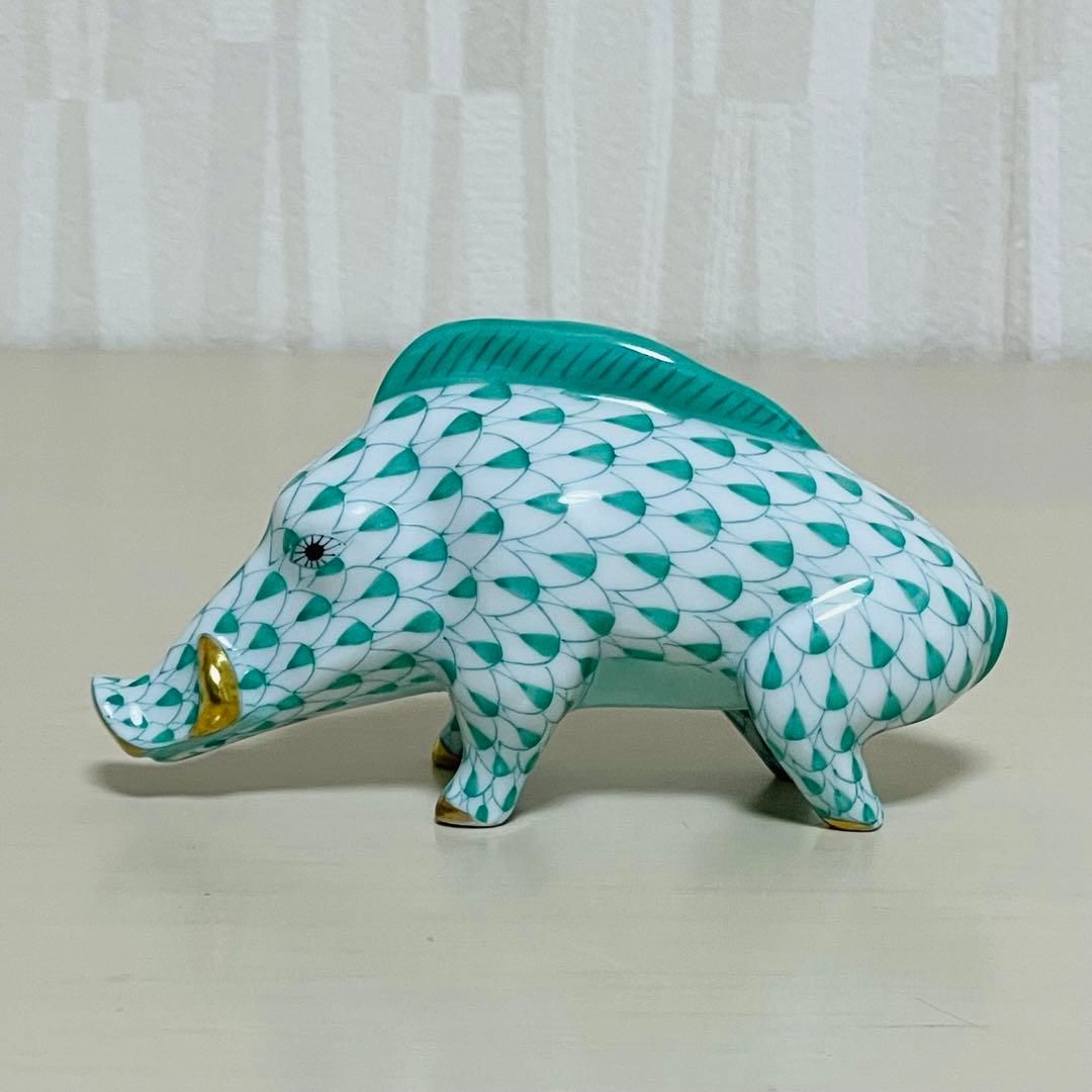 Herend ヘレンド 干支 2007年 亥 フィギュリン 置物 グリーン