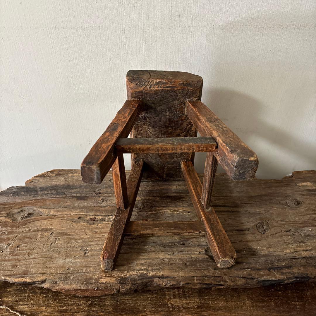 朝鮮　李朝　中国　その2 木製小さな踏み台　肘掛　花台　スツール　古民具　骨董