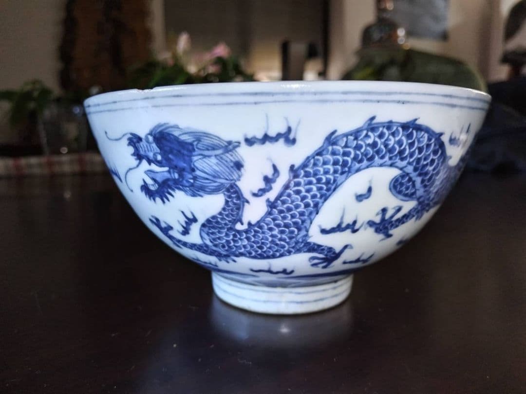 龍鳳凰文染付椀　(中国、故宮復刻)