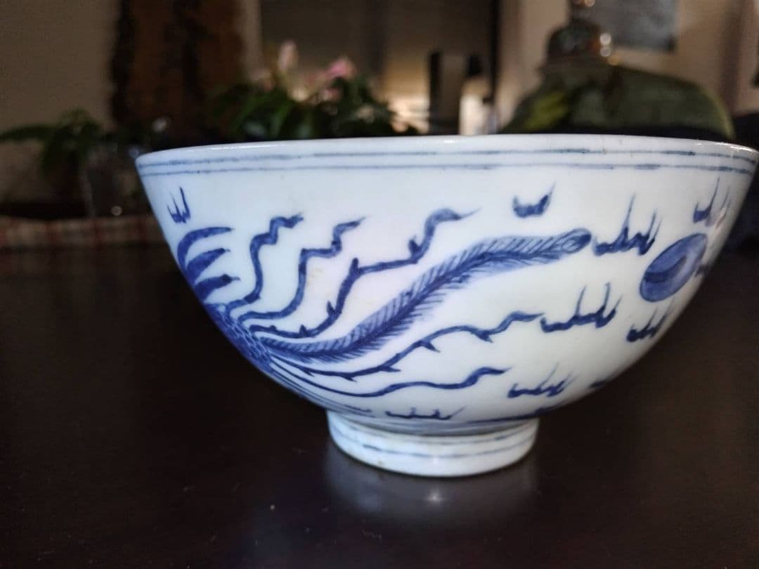 龍鳳凰文染付椀　(中国、故宮復刻)