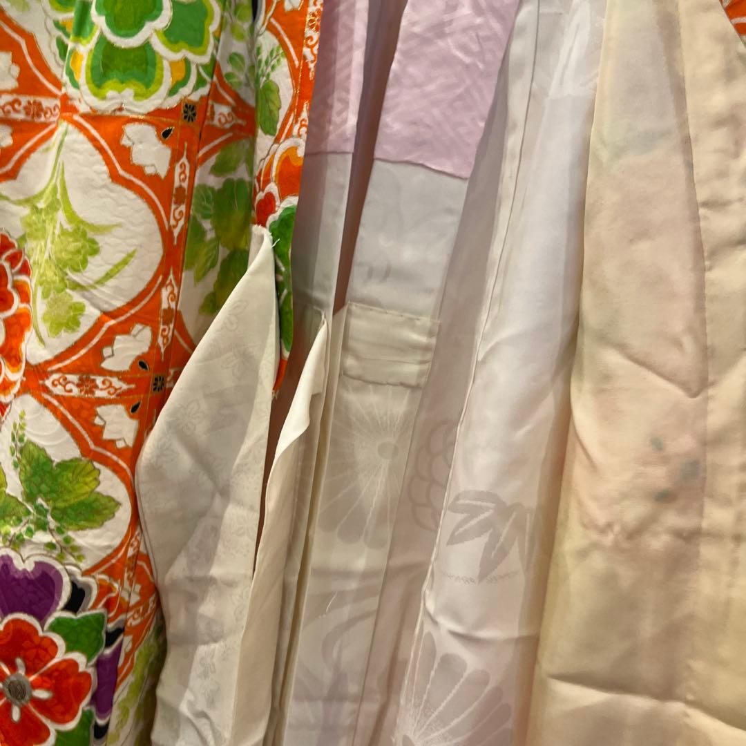 【写真映え◎】豪華正絹 七五三 レトロ花柄着物　長襦袢セット