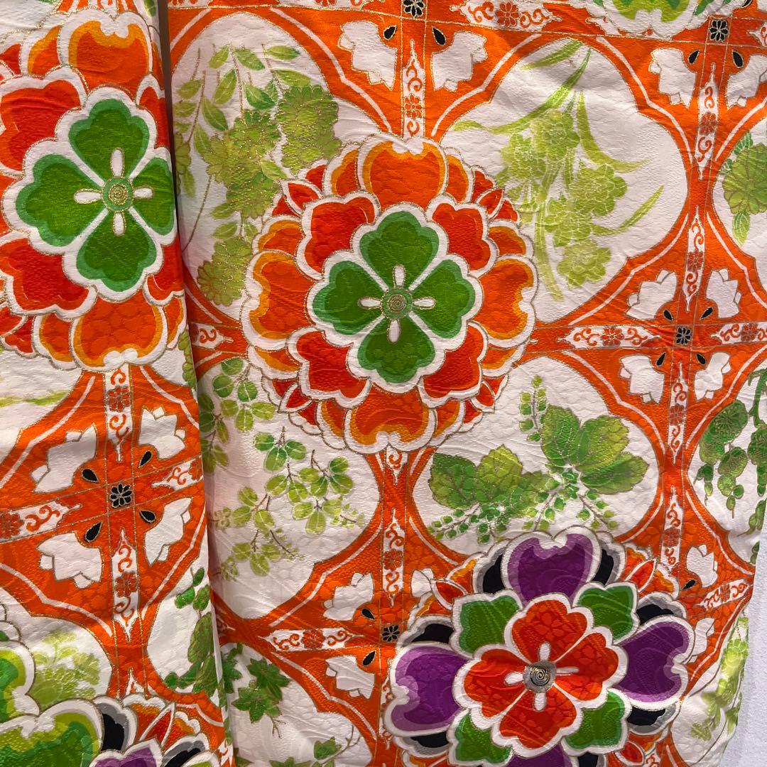 【写真映え◎】豪華正絹 七五三 レトロ花柄着物　長襦袢セット