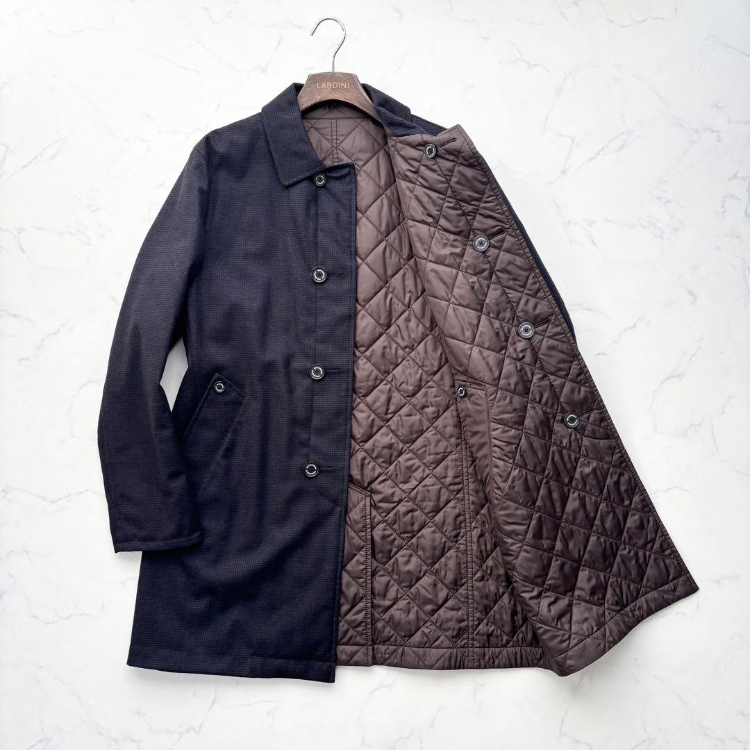 マッキントッシュ リバーシブル ステンカラーコート キルティング 紺 茶色 40