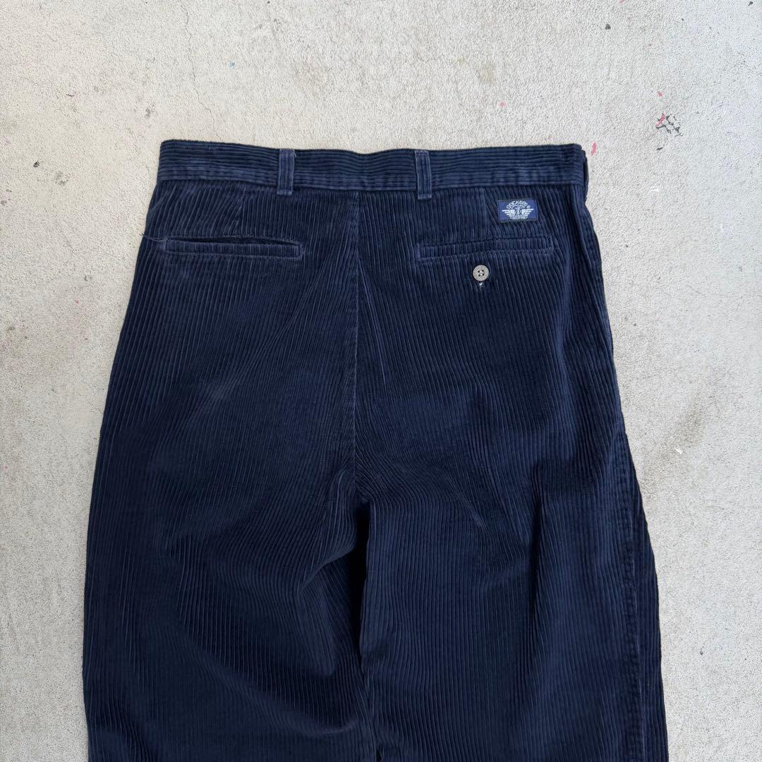 90s DOCKERSドッカーズ 太畝コーデュロイパンツ ネイビー