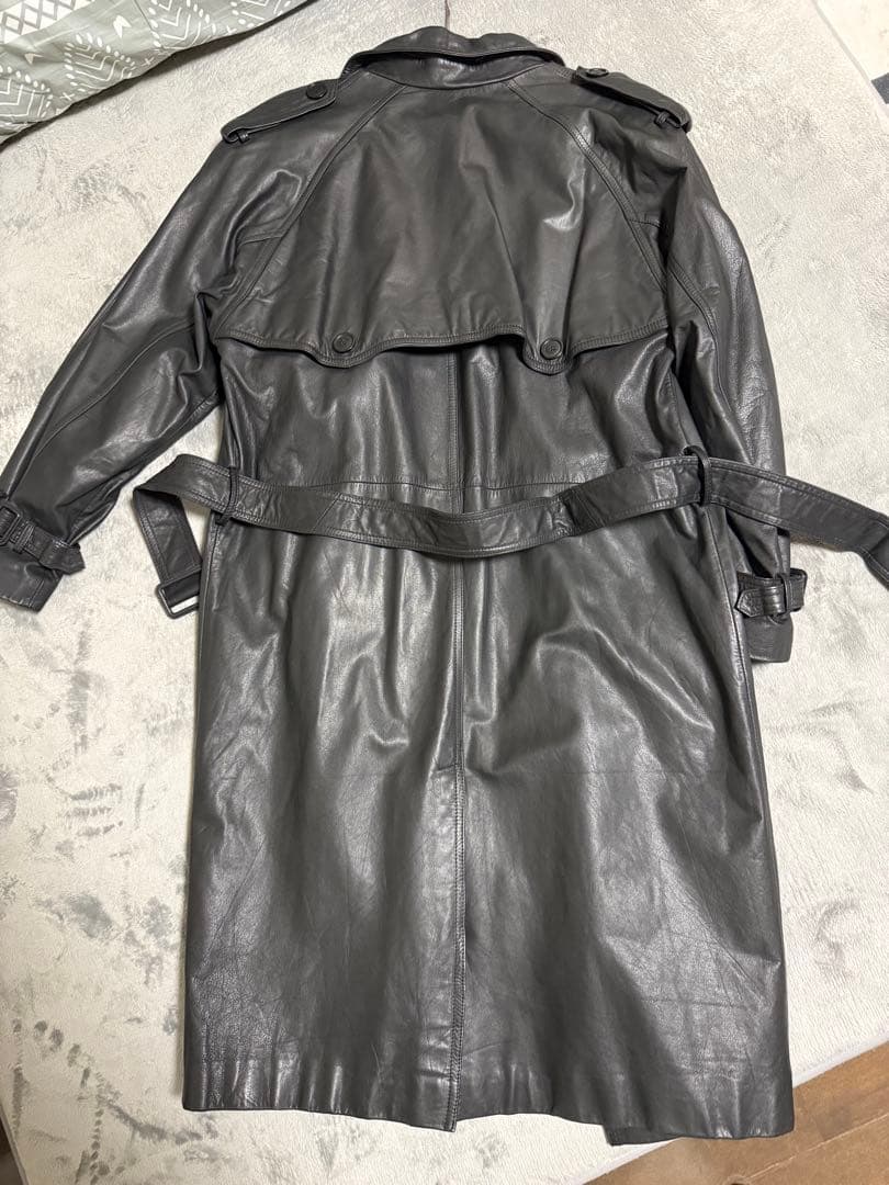 トレンチコート　牛革　L 黒